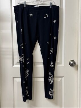 Johnny Was Black Star & Moon Print Leggings